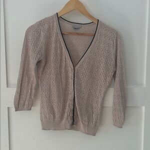 Women's Baby Pink Cardigan Sweater Black trim